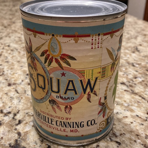 Native American tin can vintage looking peas can / rustic decor - Picture 3 of 3